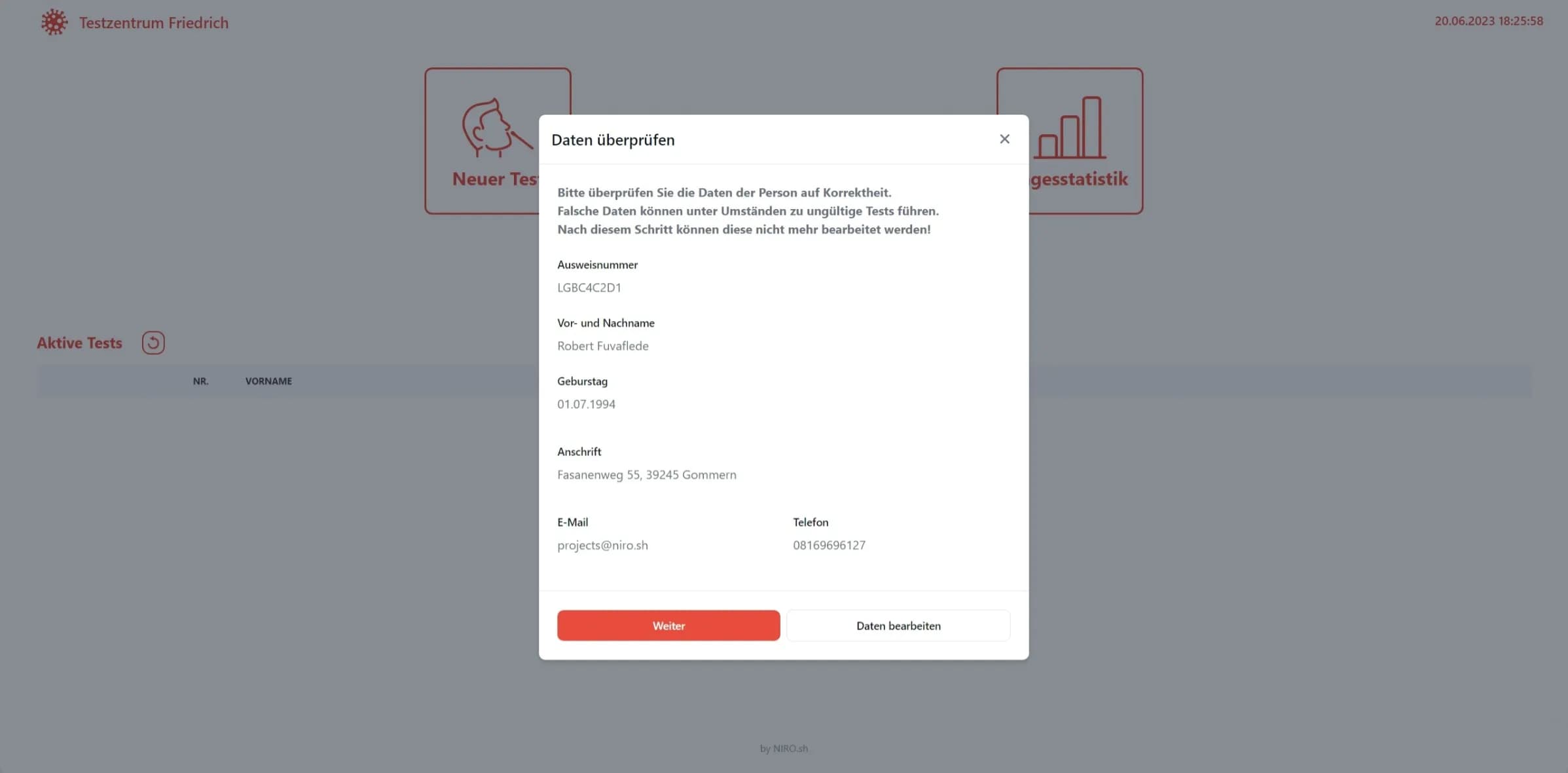 Verification of personal data