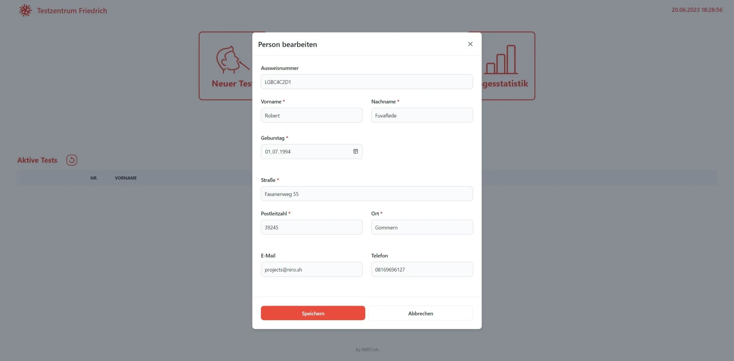 Edit personal data