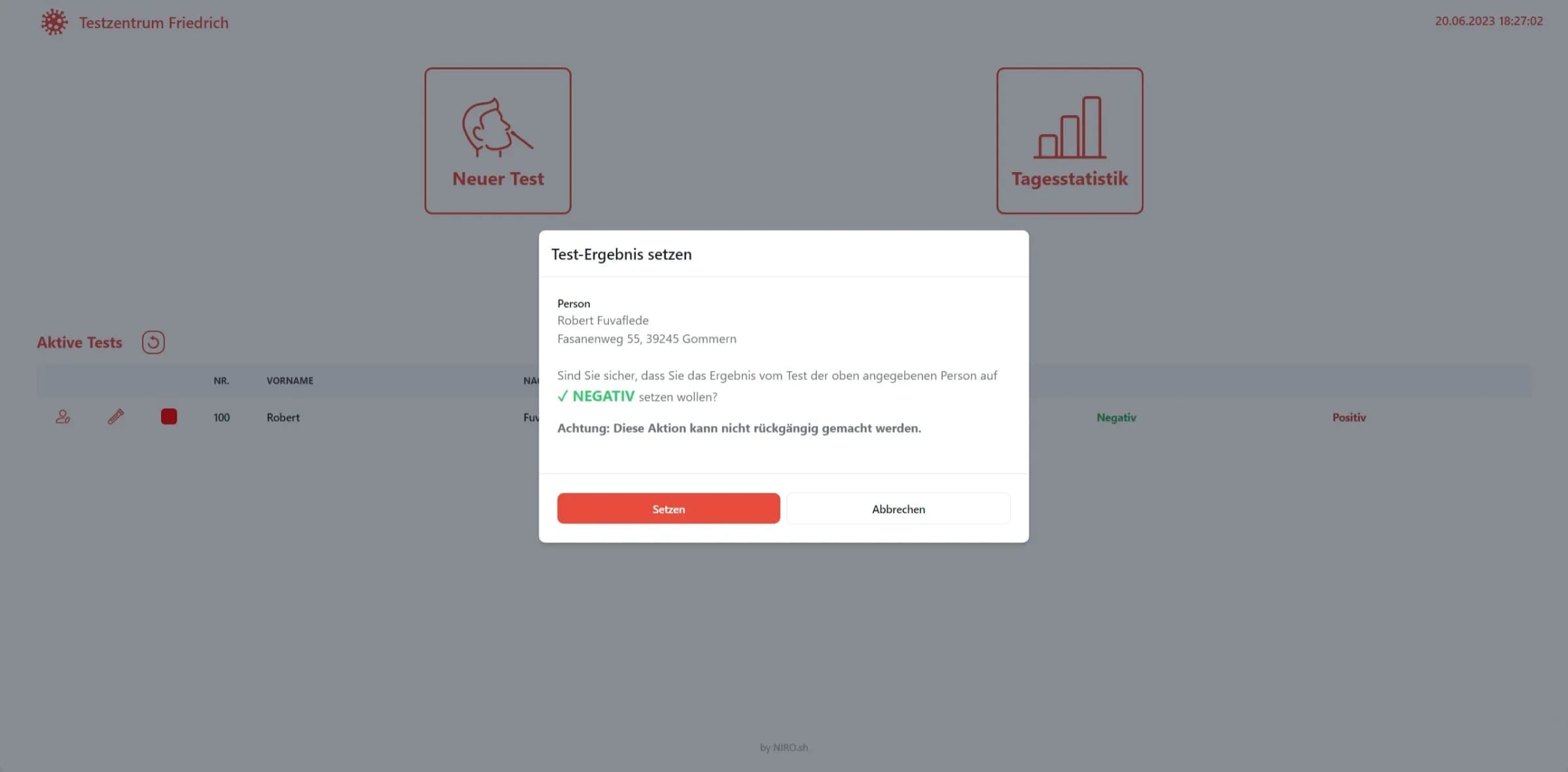 Test result negative